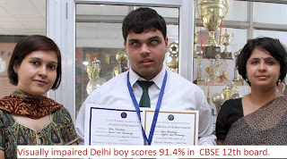 Visually impaired Delhi boy scores 91.4% in CBSE boards.