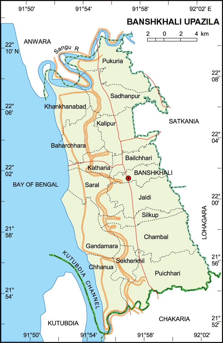 Banshkhali Upazila Map Chittagong District Bangladesh
