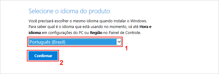 Escolhendo o idioma da ISO do Windows