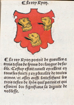 manuscrit français : La devise des armes des chevaliers de la Table ronde - éditeur/imprimeur : F. Regnault - date : 1525 - cote R 11434 - page/feuillet : P.c8r - Bibliothèque de Rennes - Les Champs Libres.