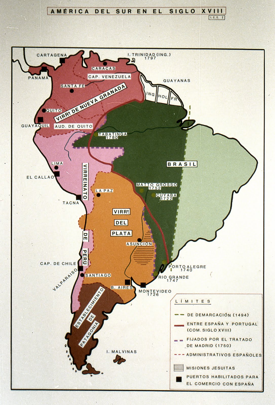 LITE3011: Mapa de los virreinatos españoles de América del Sur (siglo