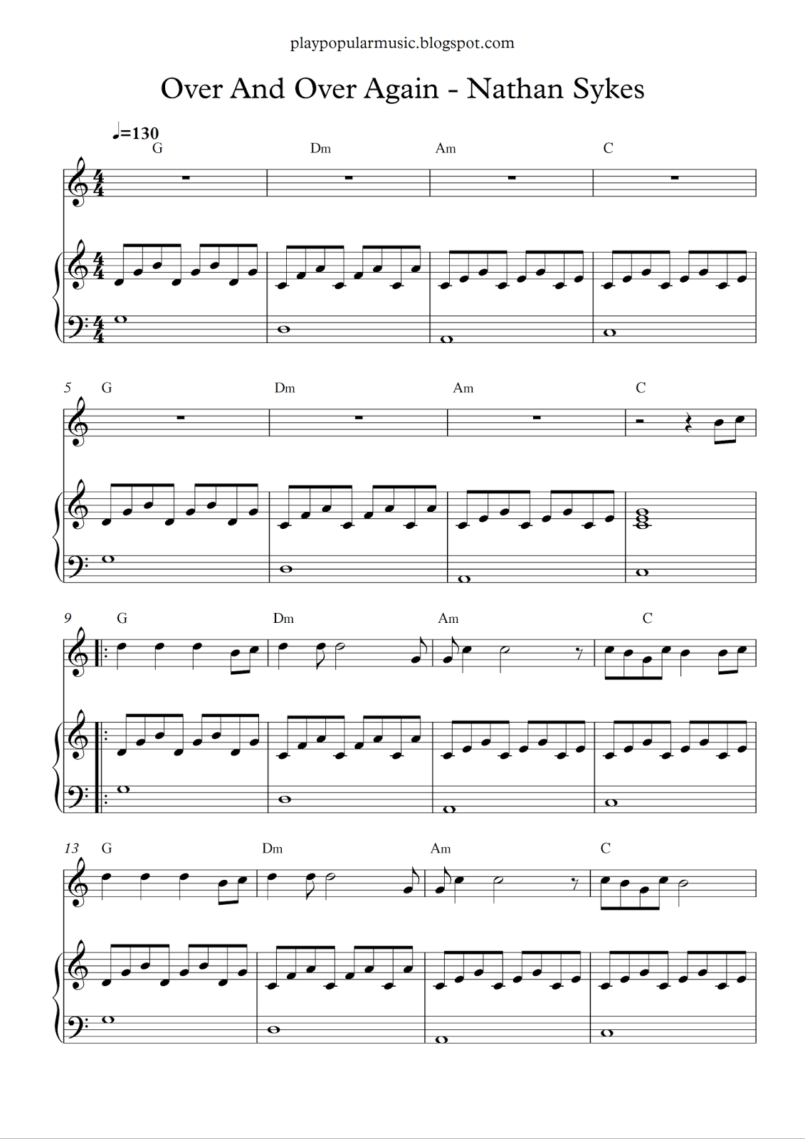 play popular music: Over And Over Again - Nathan Sykes