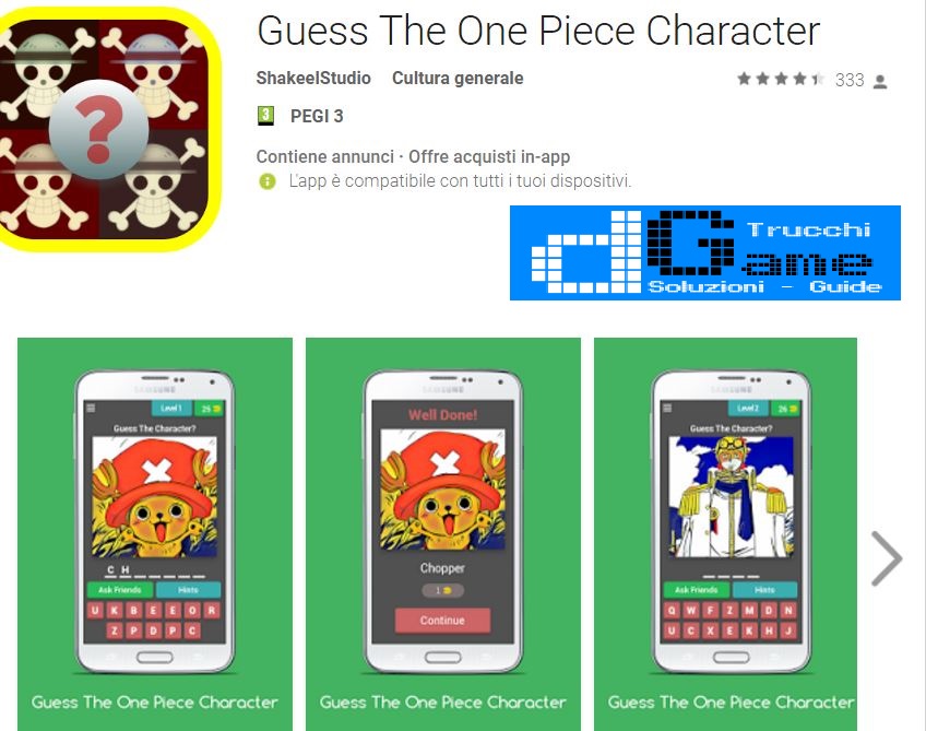 Soluzioni Guess The One Piece Character | Screenshot Livelli con Risposte