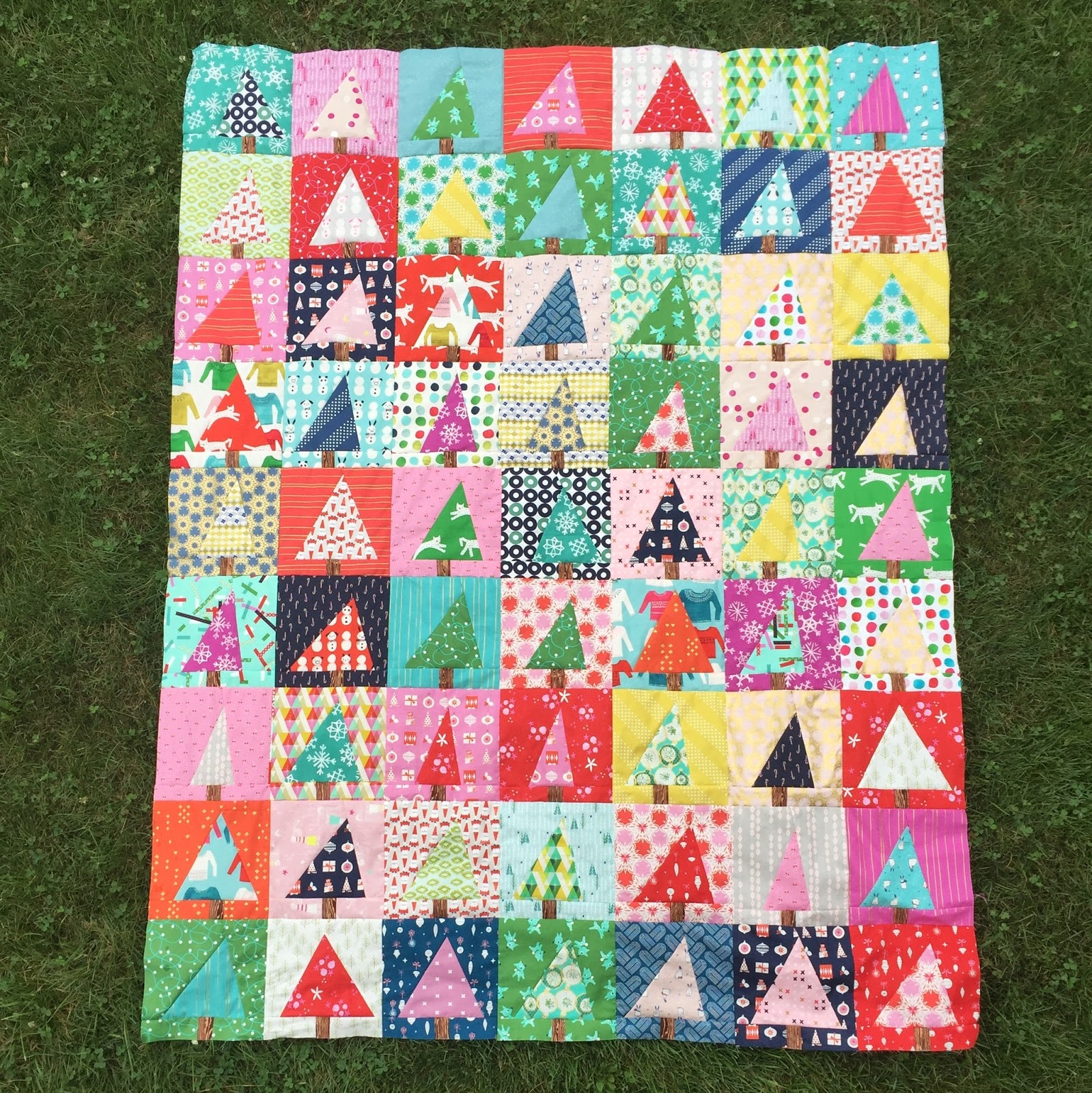 Patchwork Christmas Tree Forest Quilt