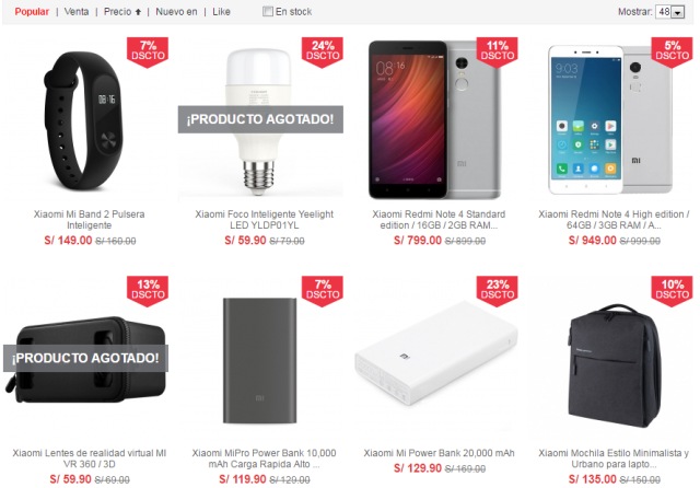 Venta de productos Xiaomi en el Perú