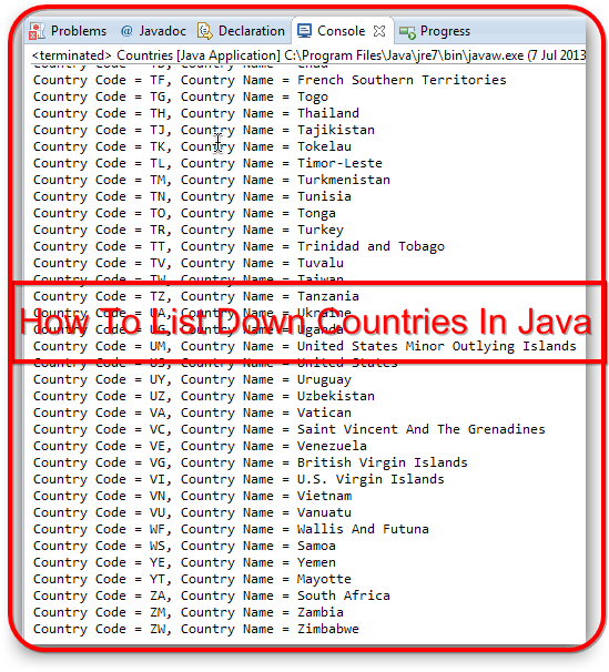Display A List Of Countries In Java – NJCJS
