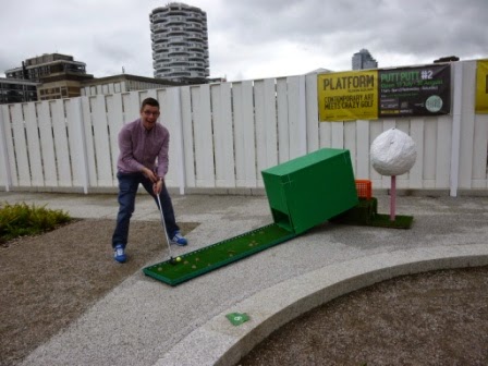 Playing hole 8 at Putt Putt #2 in Croydon TURF Projects Putt Putt #2 Crazy Golf course at Platform Ruskin Square in Croydon