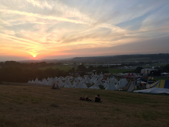Sunset at Glastonbury Festival