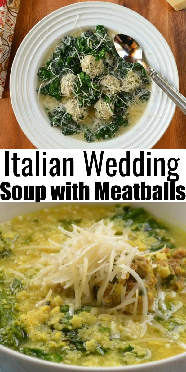 Italian Wedding Soup with Meatballs is an all time favorite soup recipe! Delicious meatballs, chicory or kale, small pasta, and egg make this a family favorite recipe from Serena Bakes Simply From Scratch.