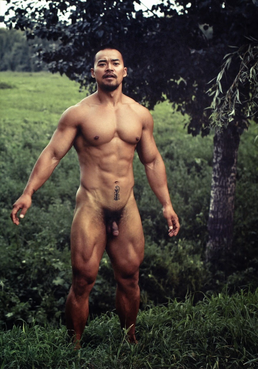 Naked muscle asian men - bare photograph. 