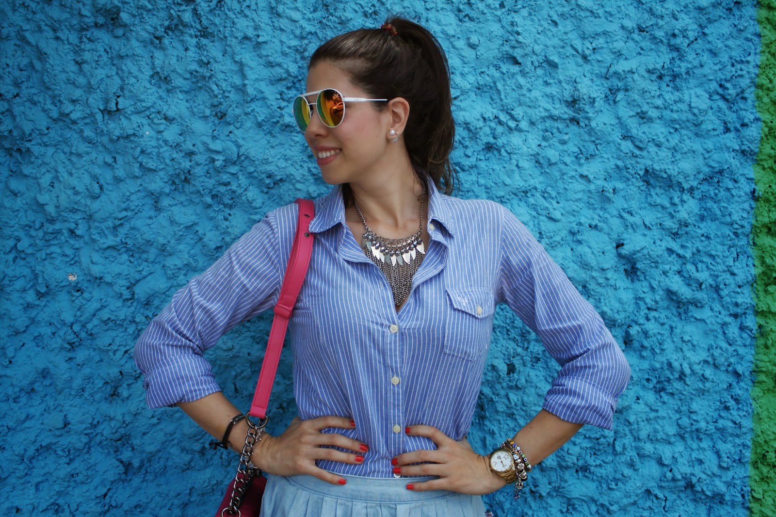 Mari Cerdelo: Look do dia: Azul e Pink