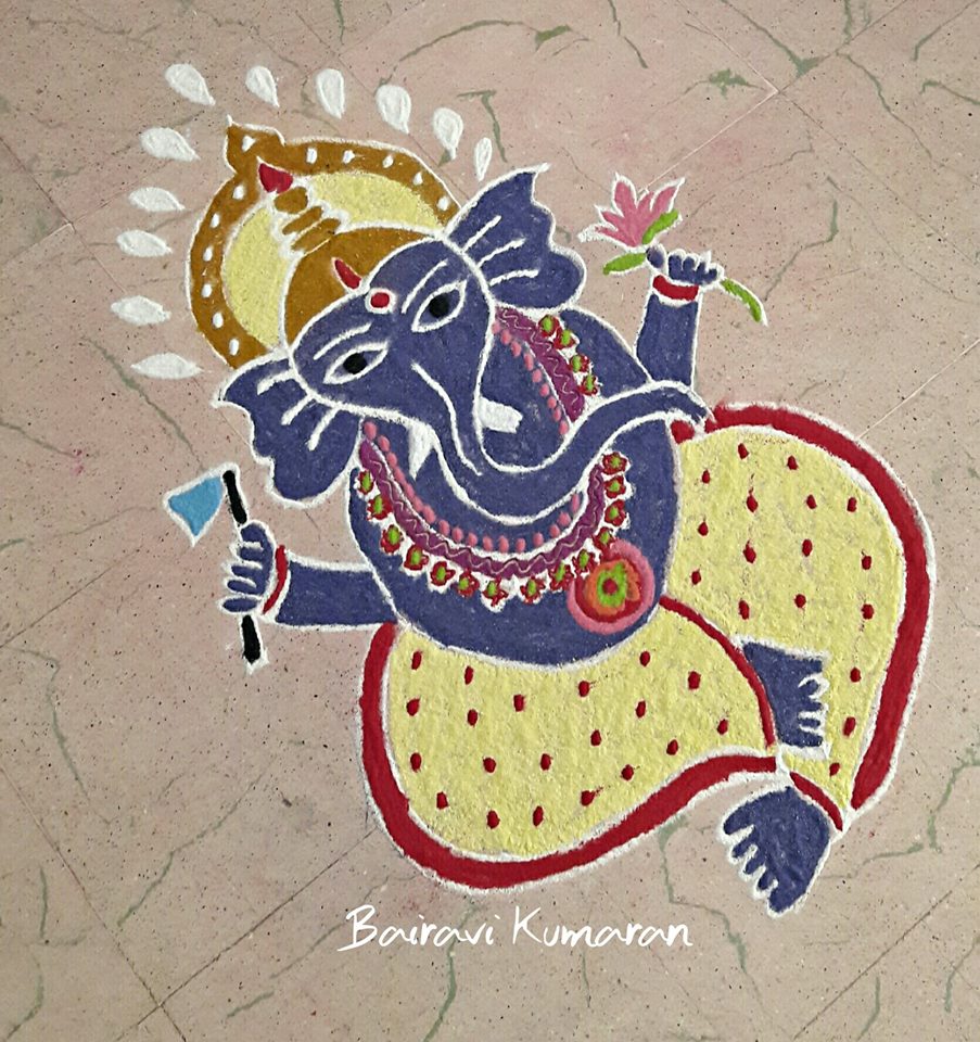 TELUGU WEB WORLD: LORD VIGNESWARA SWAMY FREEHAND COLOURFUL RANGOLI ...
