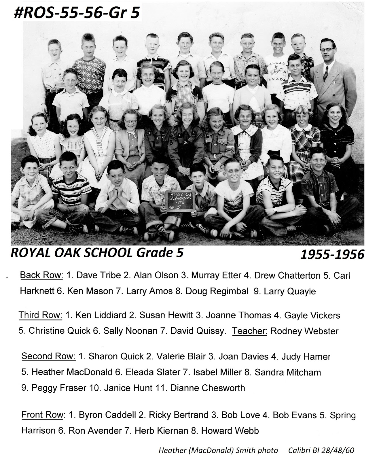 Royal Oak School Yard Class photos from the "1952" Royal Oak School.