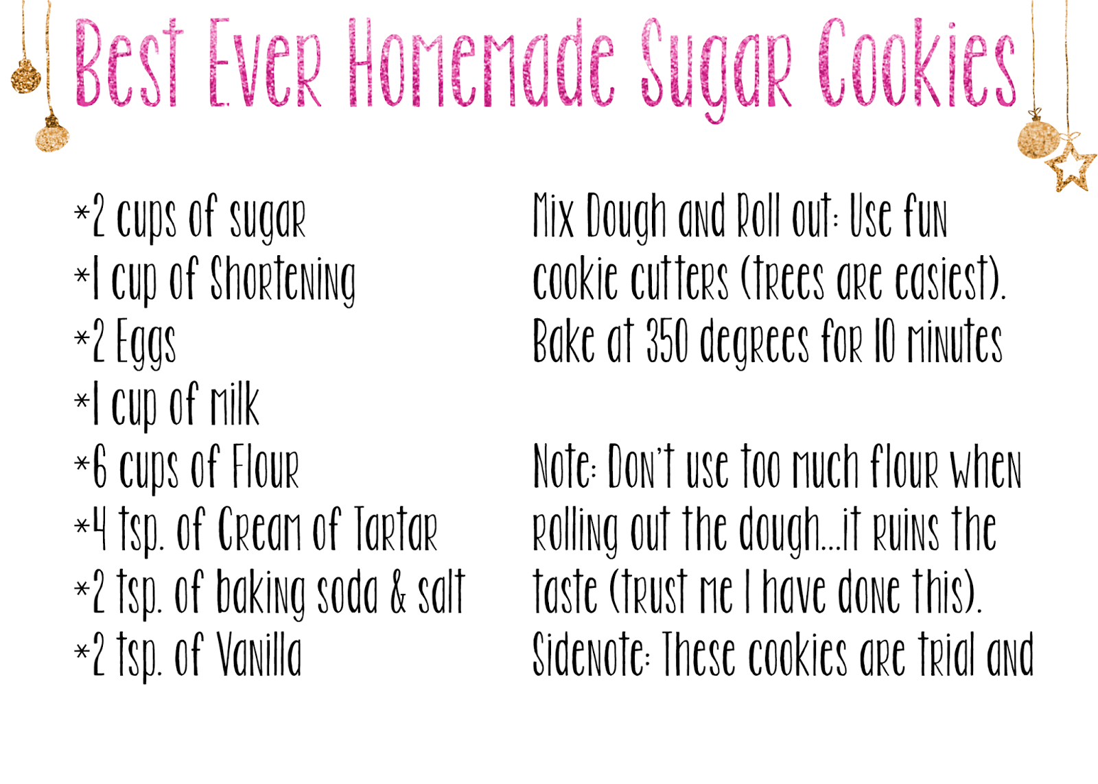 Free Printable Sugar Cookie Recipe