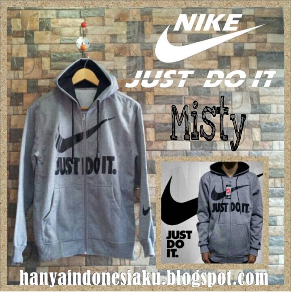  Jaket  Hoodie Nike Just Do it Misty Fleece bahan sablon  