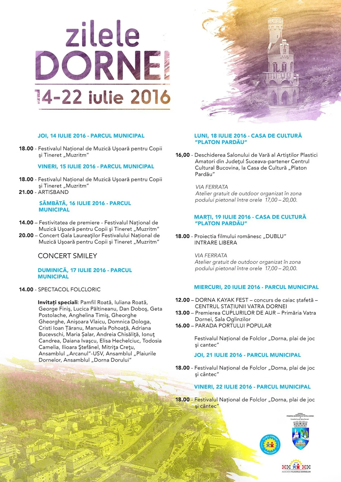 Zilele Dornei, 14-22 iulie 2016. Programul evenimentelor