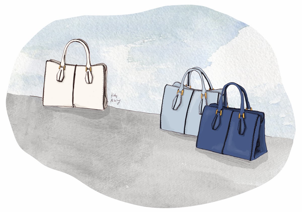 Kitty N. Wong / Tod's D-Cube Shopping Bags Fashion Illustration
