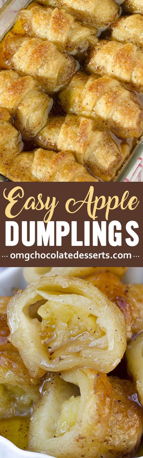 These Easy Country Apple Dumplings are soft and gooey on the bottom, but crispy on top, and they taste like apple pie. #applerecipes #apple #dumplings #southernfood #dessert