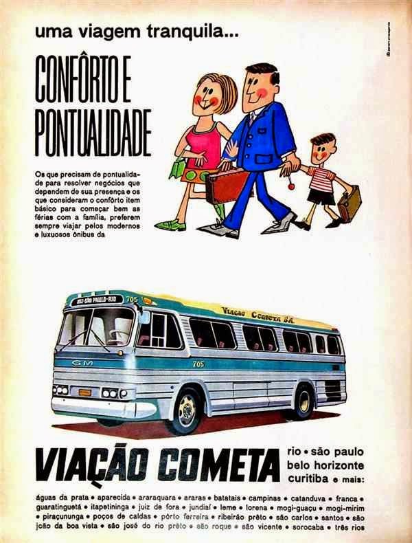 Propaganda da Viação Cometa em 1968: conforto e pontualidade.