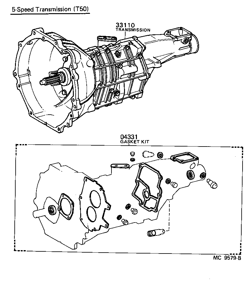 Manual Automotif 80s90s Toyota Gearbox T50 untuk Engine 4AC4AGE/3ACU