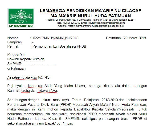 Contoh Surat Permohonan Izin Sosialisasi