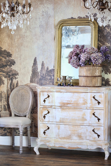 A closer look- chest of drawers covered in French Cottage Charm