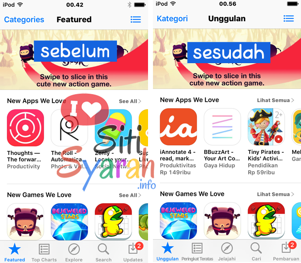 cara rubah app store ke bahasa indonesia