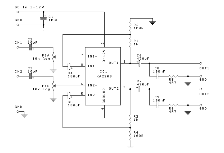 Mini Audio Amplifier Circuit using IC KA2209 |Simple Electronic Circuit