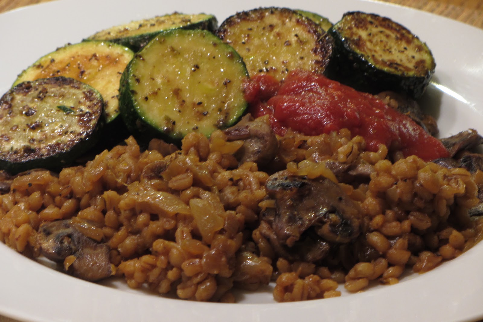 Tracy's Living Cookbook Baked Barley with Onions and Mushrooms an