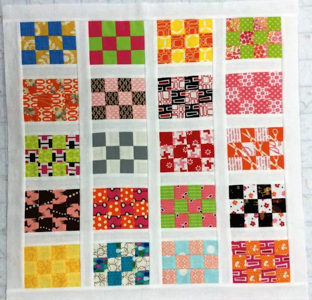 photo of a pack patch mini quilt along quilt top