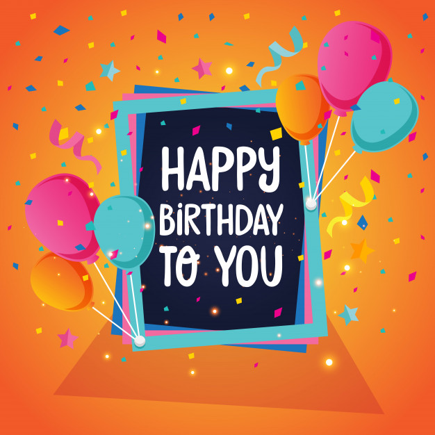 Balloon Theme Happy Birthday Card Illustration Free Vector
