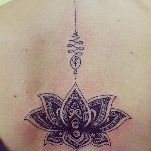 Intrincados Preto e Cinza Mandala do Lótus da Tatuagem