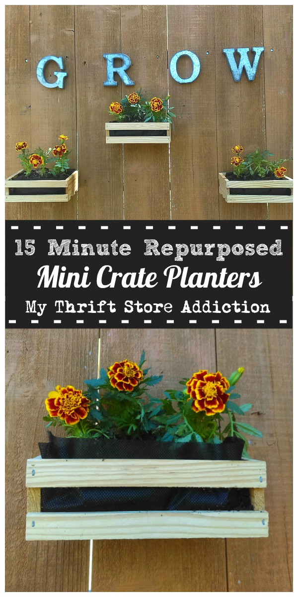 15 minute repurposed mini crate planters