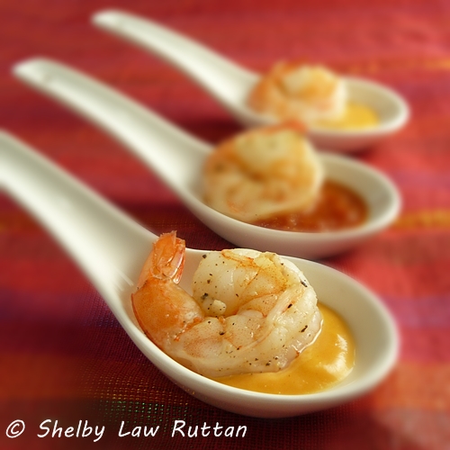 Roasted Shrimp Tasting Spoons with Two Sauces - Grumpy's Honeybunch