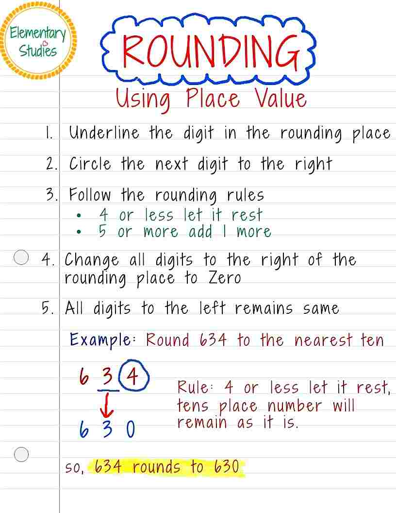 Elementary Studies: Rounding of numbers to the nearest 10 and 100