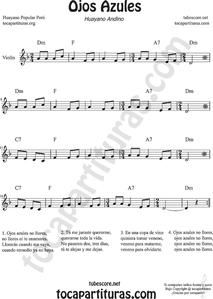 diegosax Ojos Azules de Gilberto Rojas Partitura de Chelo,