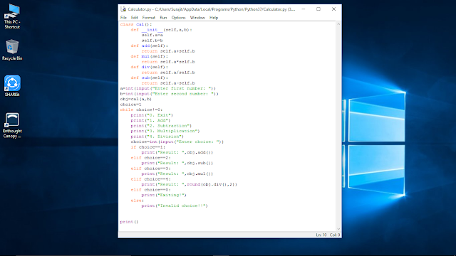 Programs of Python Based on Class and Objects