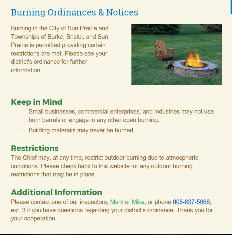 The Life Safety Manifesto It is Open Burning Season Please know the