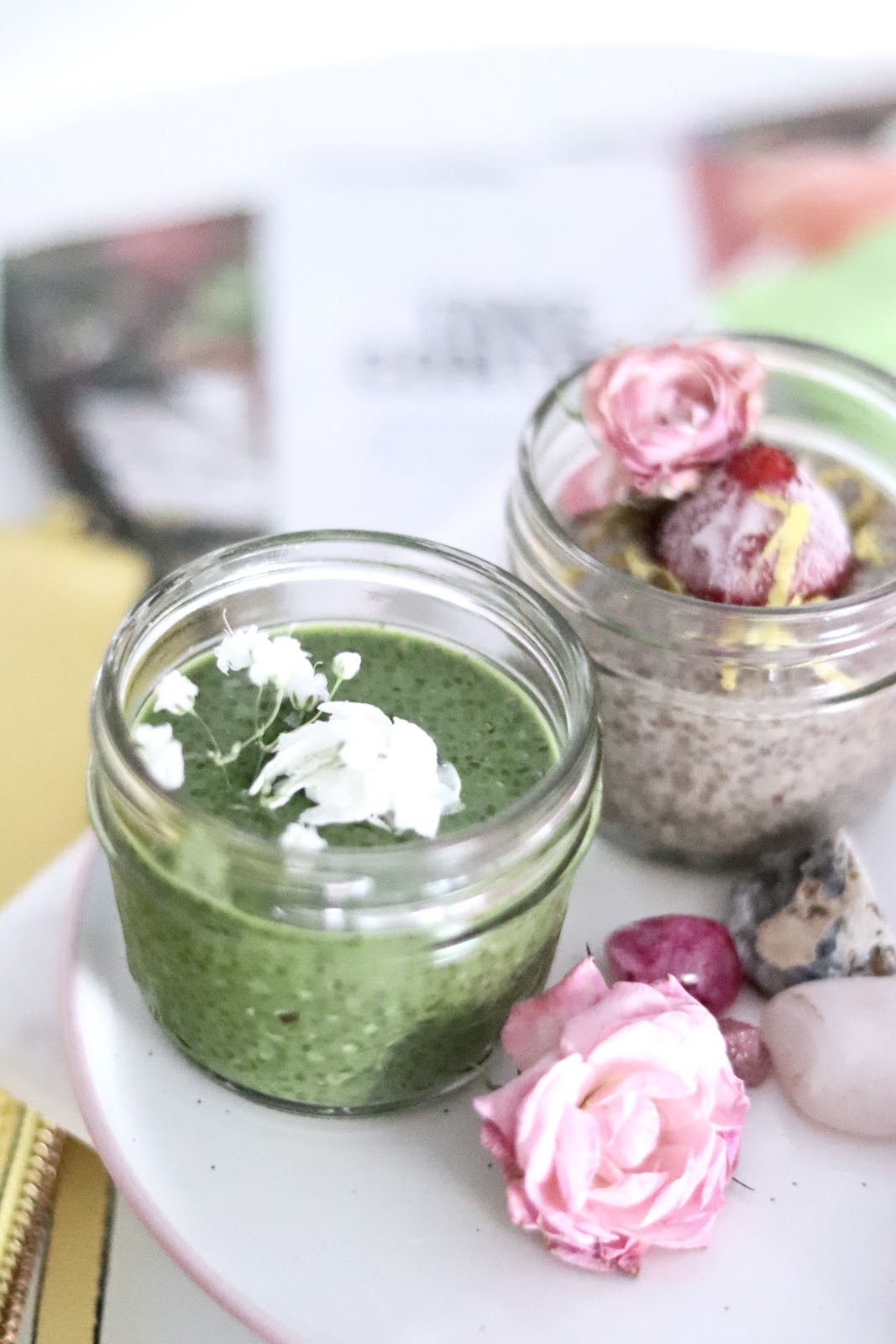 Pastels and Pastries, gab Pacifico, breakfast, healthy, vegan, chia pudding, matcha chia, vital proteins, beauty boosting collage chia pudding