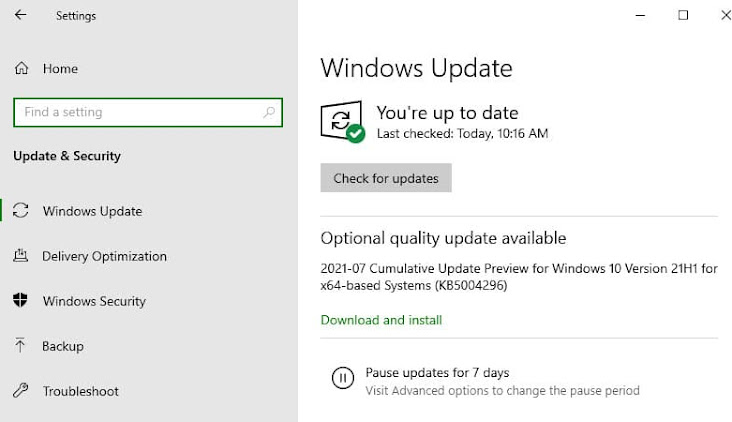 Windows 10 update KB5004296 adds new improvements for versions 21H1, 20H2 and 2004