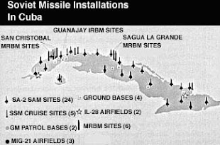 Map of Missile bases in Cuba