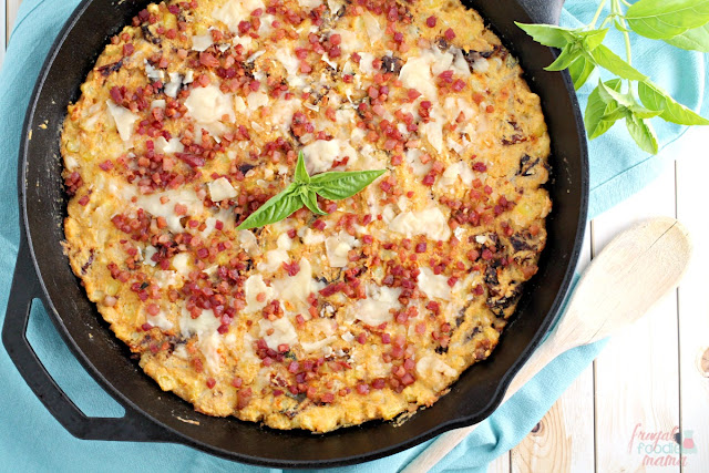 With the addition of crispy pancetta, Parmesan cheese, & sun dried tomatoes, this Italian Style Corn Casserole is not your grandmother's corn casserole.