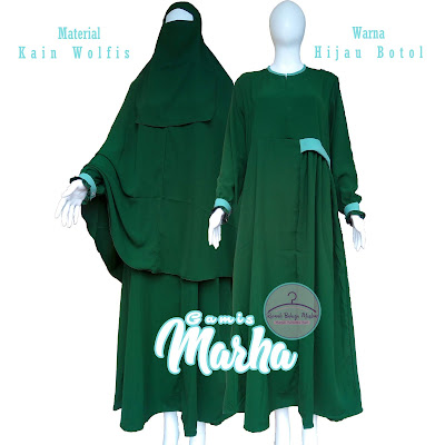 Gamis Syar'i Wolfis Marha Hijau Botol Gamis Syar'i Wolfis Marha Hijau Botol