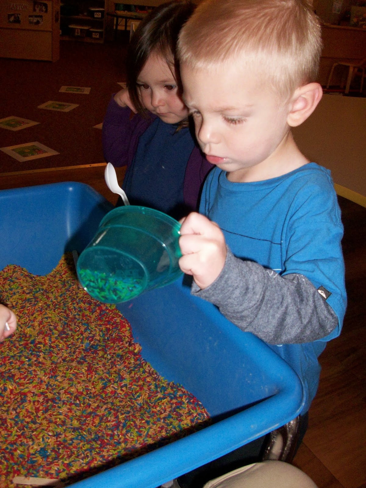 Safari's Rockin' Two Year Olds!: Colored Rice Sensory Table Activity