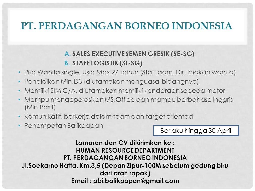 Lowongan Kerja Kota Balikpapan: Lowongan PT. DUA ARAH PERKASA
