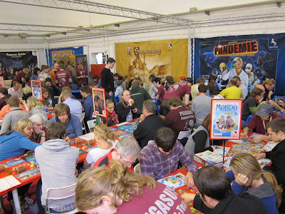 Essen Spiel 2011 Day 3 - One of the many large areas where you can play demo games in Hall 12 (1 of 11 exhibition Halls