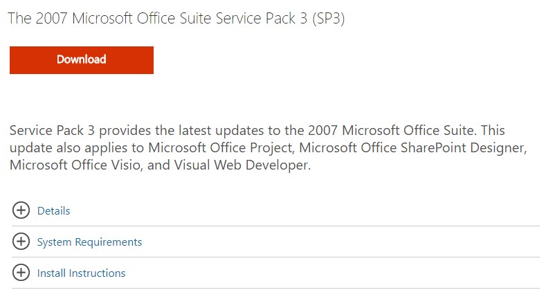 microsoft office 2007 update service pack 3