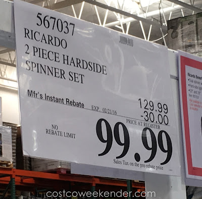 Deal for the Ricardo 2-piece Hardside Spinner Luggage Set at Costco