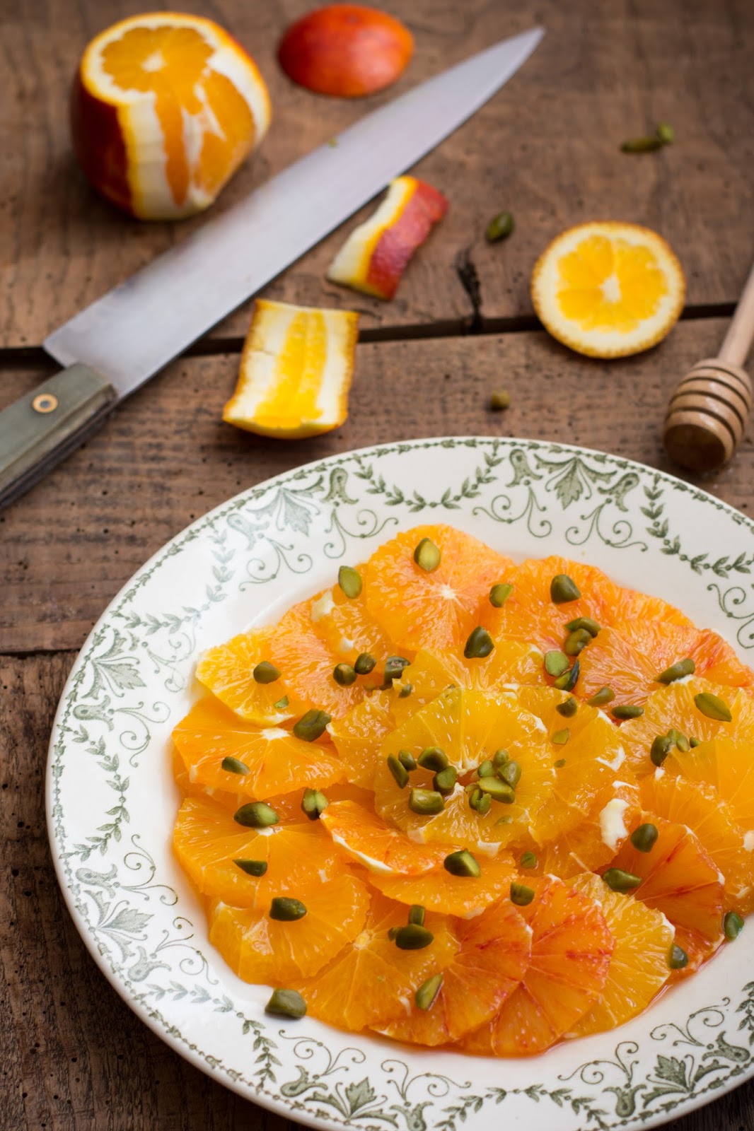 Chic, Chic, Chocolat... Salade d'oranges au miel et aux pistaches