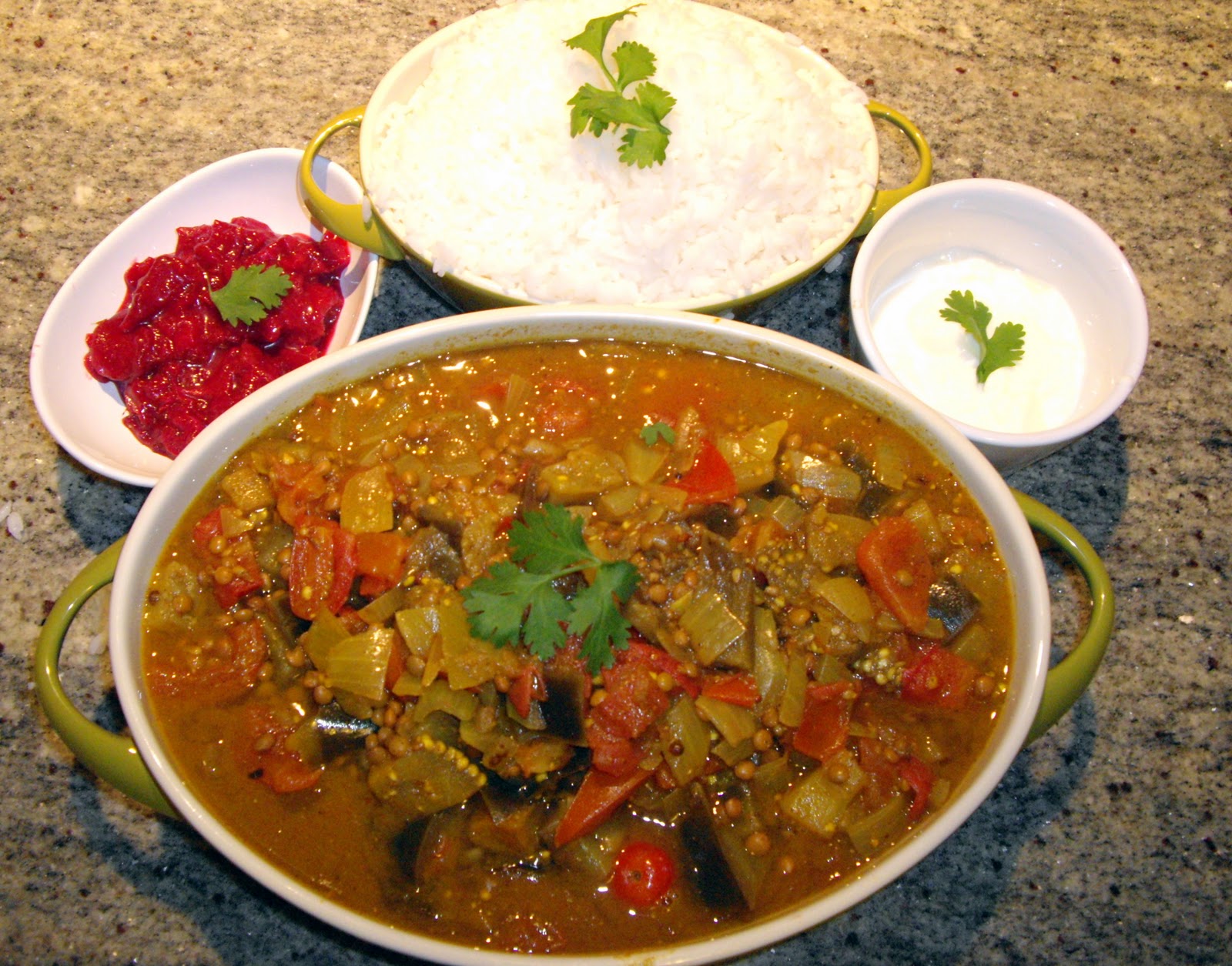 Sue's Vegetarian Food EGGPLANT AND LENTIL CURRY